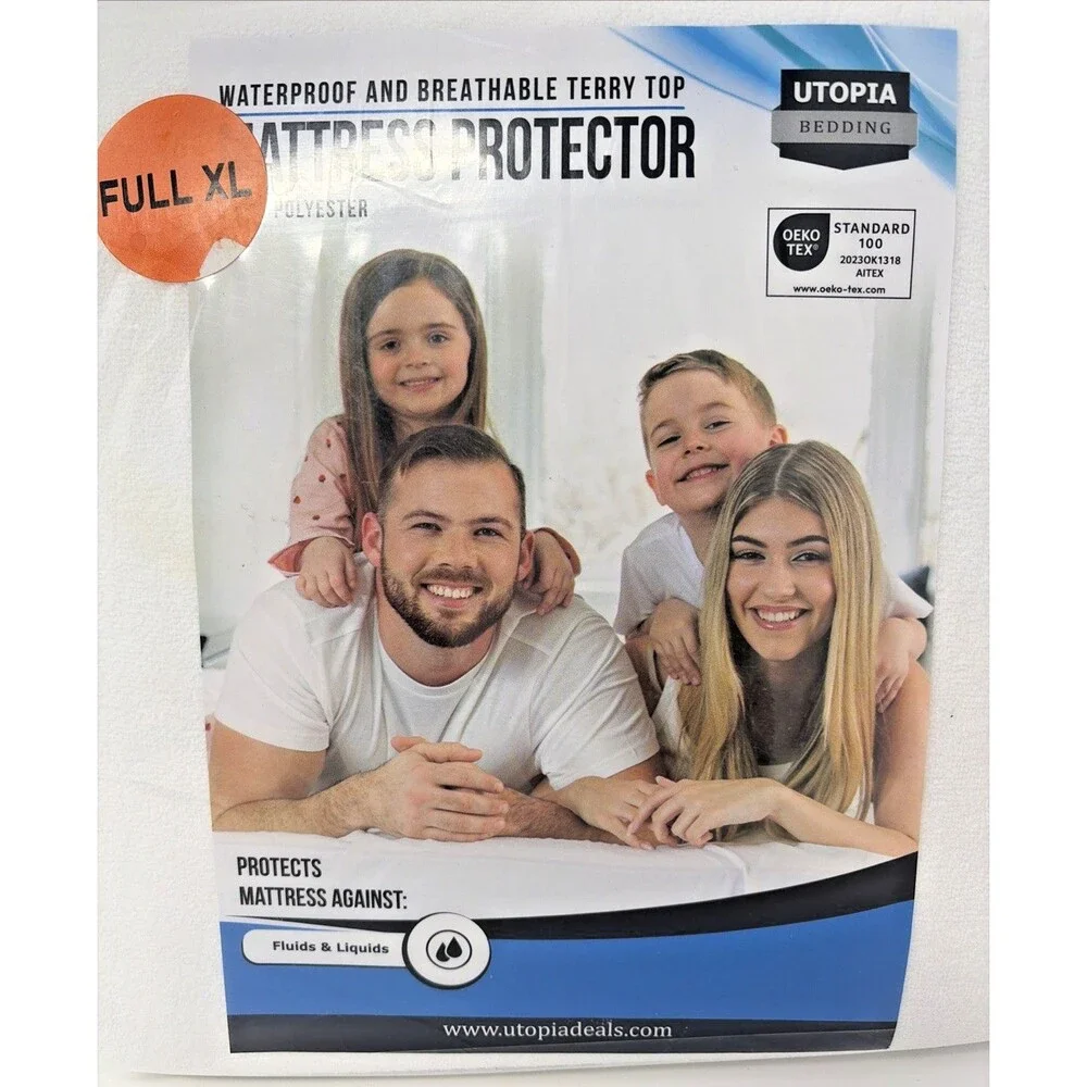 Utopia Bedding Waterproof White Terry Top Mattress Protector Full XL Dorm Apt